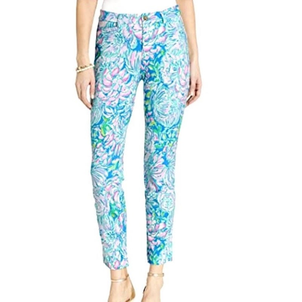 Lilly Pulitzer NWOT Kelly Stretch Ankle Pants Size 2, In Full Bloom